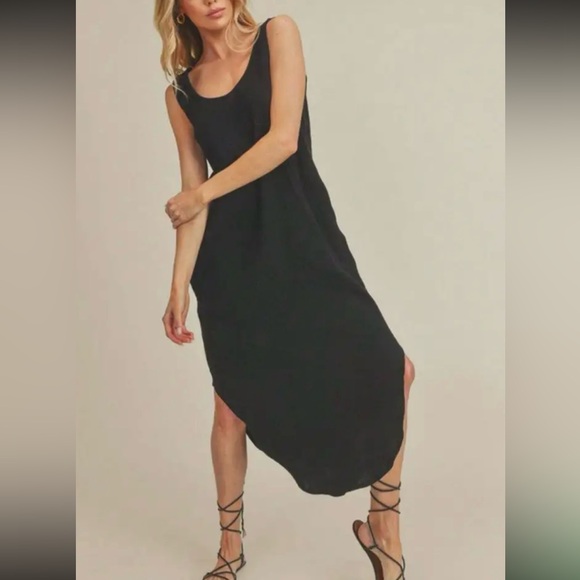 Aemi+Co M Minimal Black Sleeveless Dress with Pockets - Picture 1 of 8